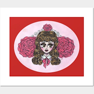 Girl & Roses Posters and Art